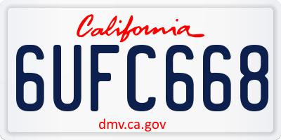 CA license plate 6UFC668