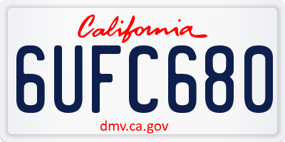 CA license plate 6UFC680