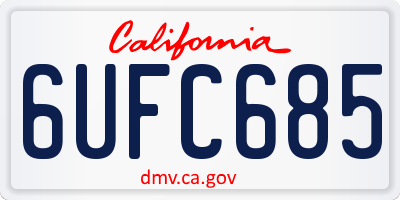 CA license plate 6UFC685