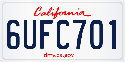 CA license plate 6UFC701
