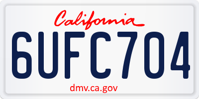 CA license plate 6UFC704