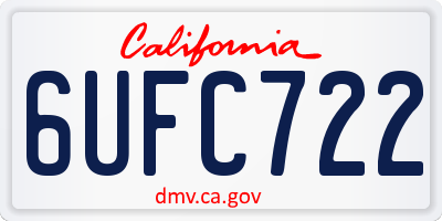 CA license plate 6UFC722