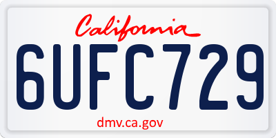 CA license plate 6UFC729