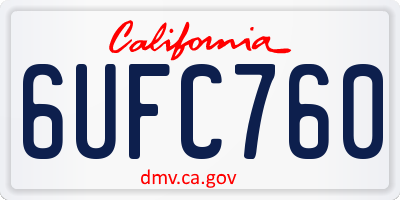 CA license plate 6UFC760