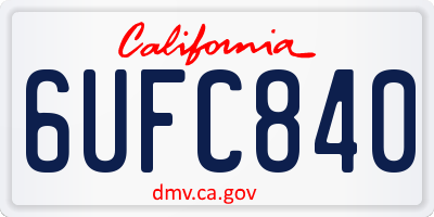 CA license plate 6UFC840