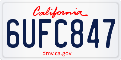 CA license plate 6UFC847