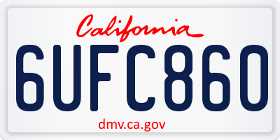 CA license plate 6UFC860