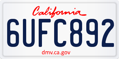 CA license plate 6UFC892