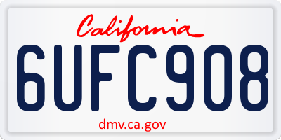 CA license plate 6UFC908