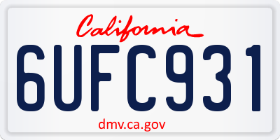 CA license plate 6UFC931
