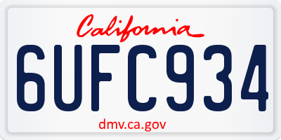 CA license plate 6UFC934