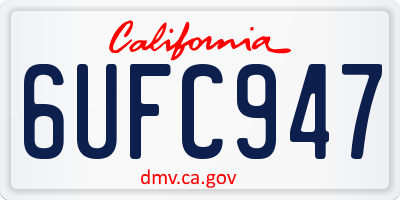 CA license plate 6UFC947