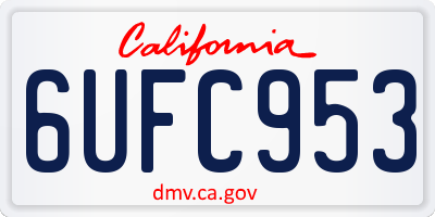 CA license plate 6UFC953