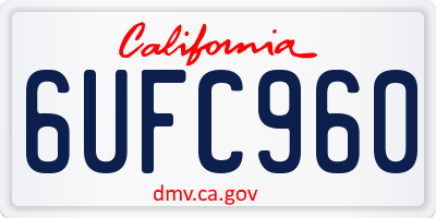 CA license plate 6UFC960