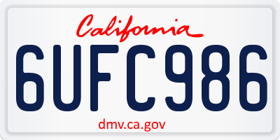 CA license plate 6UFC986
