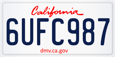 CA license plate 6UFC987