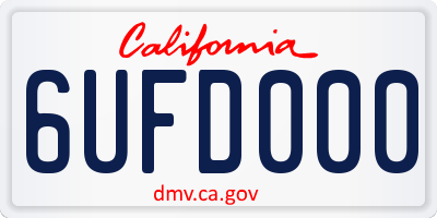 CA license plate 6UFD000