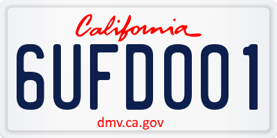 CA license plate 6UFD001