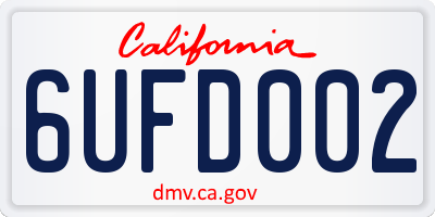 CA license plate 6UFD002