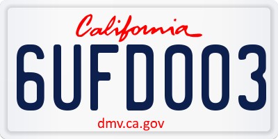 CA license plate 6UFD003