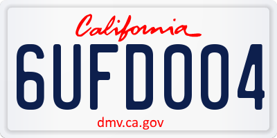CA license plate 6UFD004