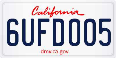 CA license plate 6UFD005