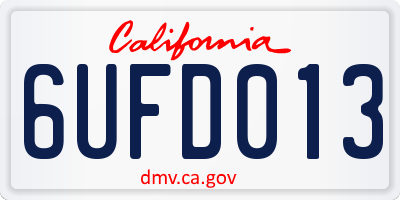 CA license plate 6UFD013