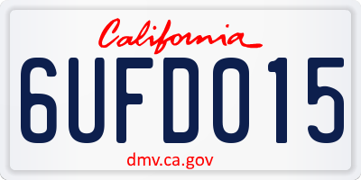 CA license plate 6UFD015