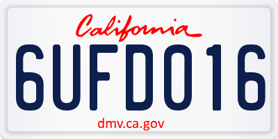CA license plate 6UFD016