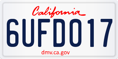 CA license plate 6UFD017