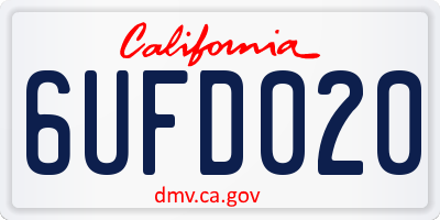 CA license plate 6UFD020