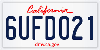 CA license plate 6UFD021
