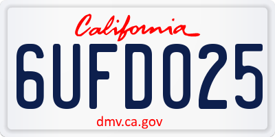 CA license plate 6UFD025
