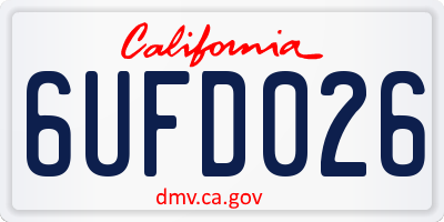 CA license plate 6UFD026