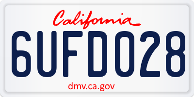 CA license plate 6UFD028