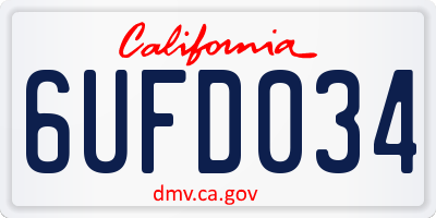 CA license plate 6UFD034