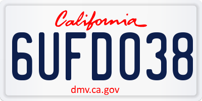 CA license plate 6UFD038