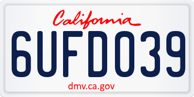 CA license plate 6UFD039