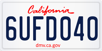 CA license plate 6UFD040