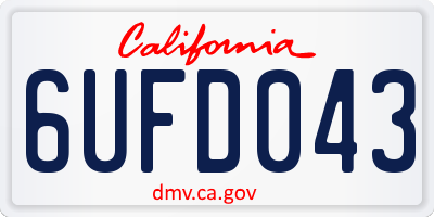 CA license plate 6UFD043