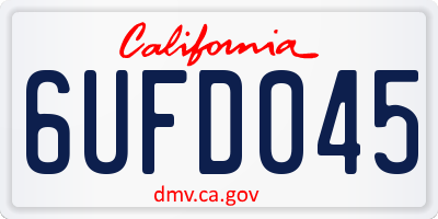 CA license plate 6UFD045