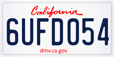 CA license plate 6UFD054
