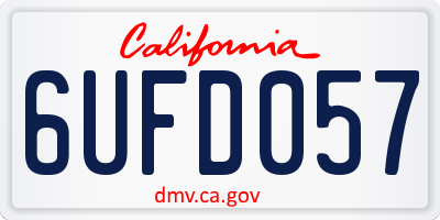 CA license plate 6UFD057