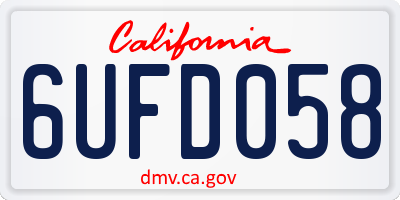 CA license plate 6UFD058