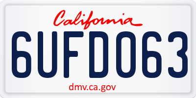 CA license plate 6UFD063