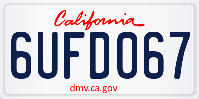CA license plate 6UFD067