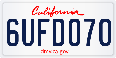 CA license plate 6UFD070