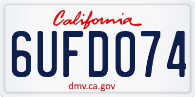 CA license plate 6UFD074