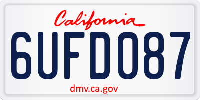 CA license plate 6UFD087