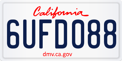 CA license plate 6UFD088
